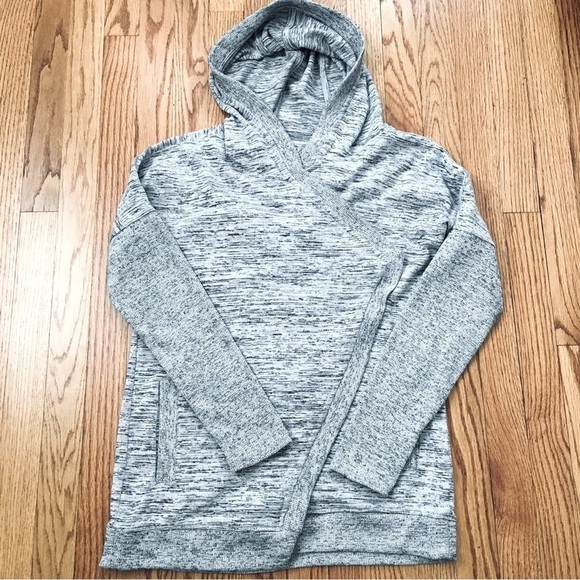 Athleta Gray Blissful Hooded Open Front wrap Sweater Cardigan - Picture 15 of 16